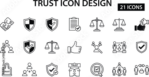 Collection of Trust Icons Design Elements for Business and Security