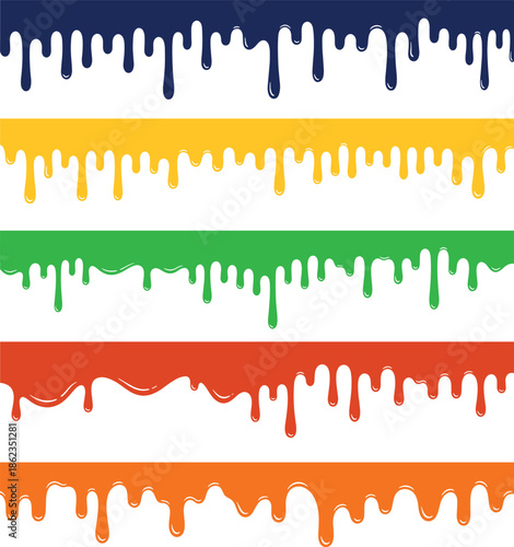 Colorful Dripping Liquids Illustration Set for Design Elements