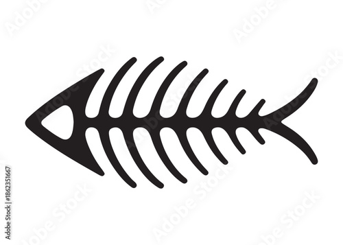 fish bone logo silhouette vector illustration, fish skeleton logo icon silhouette, fishbone silhouette swimming vector illustration, skeleton of fish vector silhouette logo design on white background