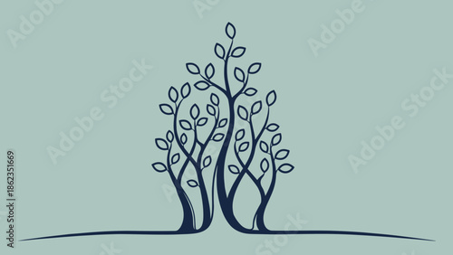 Stylized Trees with Leaves A Minimalist Nature Illustration.