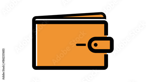 Stylized Wallet Icon with Money Financial Concept and Secure Payment.