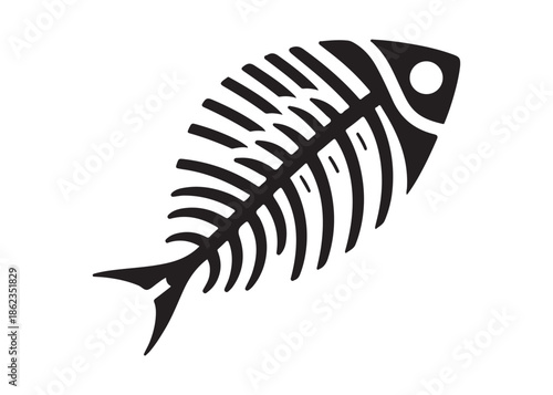 fish bone logo silhouette vector illustration, fish skeleton logo icon silhouette, fishbone silhouette swimming vector illustration, skeleton of fish vector silhouette logo design on white background