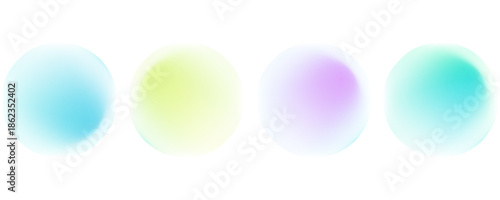 Set color green circle gradient noise gradation. Abstract colorful watercolor blur mesh shape on white background. Gradient aura, grain neon blob with noise effect vector illustration.