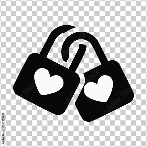 Two intertwined heart-shaped padlocks symbolizing love and commitment, perfect for romantic themes and relationship icons