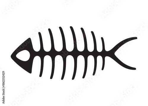 fish bone logo silhouette vector illustration, fish skeleton logo icon silhouette, fishbone silhouette swimming vector illustration, skeleton of fish vector silhouette logo design on white background