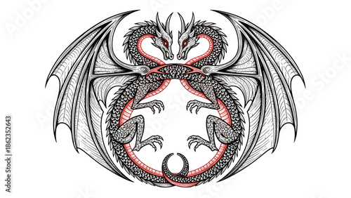 Two Dragons Intertwined A Symbol of Balance and Harmony.