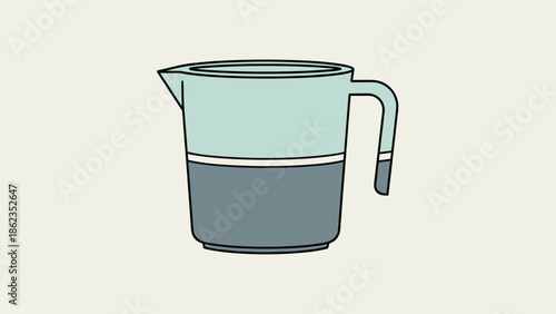 Twotone measuring jug illustration with handle and spout.