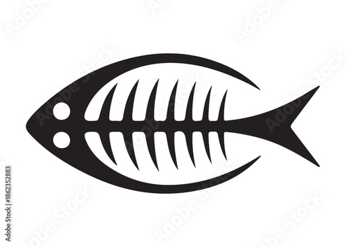 fish bone logo silhouette vector illustration, fish skeleton logo icon silhouette, fishbone silhouette swimming vector illustration, skeleton of fish vector silhouette logo design on white background