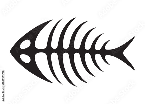 fish bone logo silhouette vector illustration, fish skeleton logo icon silhouette, fishbone silhouette swimming vector illustration, skeleton of fish vector silhouette logo design on white background