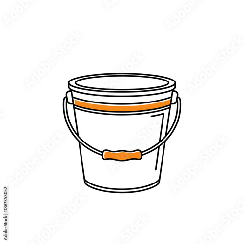 A large white bucket with a handle.Vector illustration