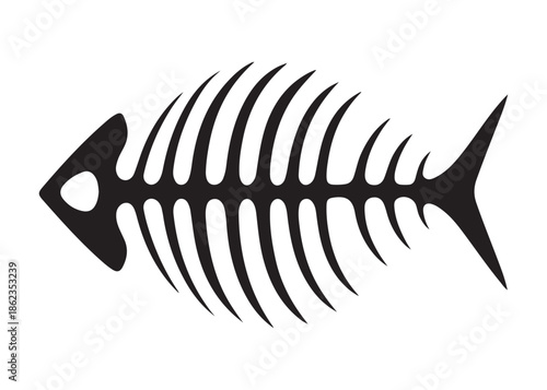 fish bone logo silhouette vector illustration, fish skeleton logo icon silhouette, fishbone silhouette swimming vector illustration, skeleton of fish vector silhouette logo design on white background