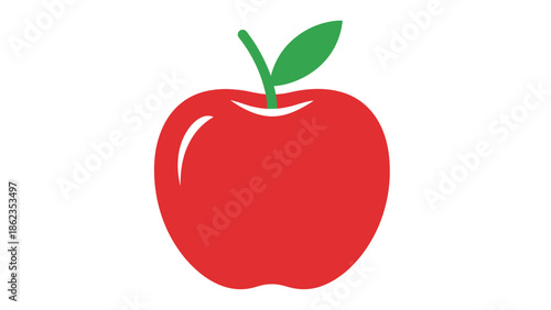 Vibrant Red Apple with Green Leaf Fresh and Healthy Fruit.