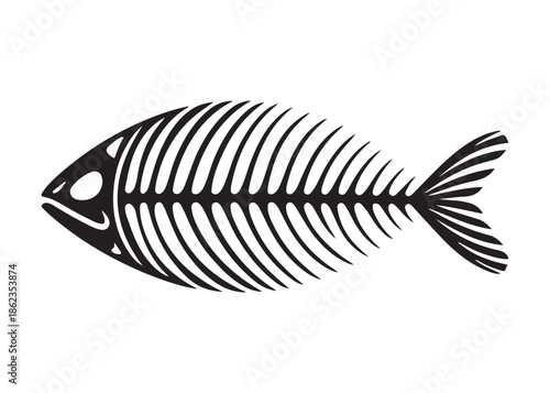fish bone logo silhouette vector illustration, fish skeleton logo icon silhouette, fishbone silhouette swimming vector illustration, skeleton of fish vector silhouette logo design on white background