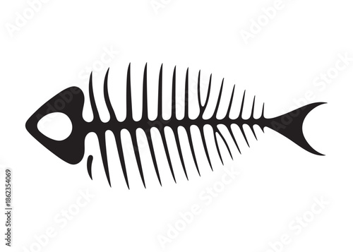 fish bone logo silhouette vector illustration, fish skeleton logo icon silhouette, fishbone silhouette swimming vector illustration, skeleton of fish vector silhouette logo design on white background