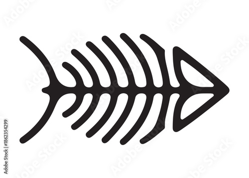 fish bone logo silhouette vector illustration, fish skeleton logo icon silhouette, fishbone silhouette swimming vector illustration, skeleton of fish vector silhouette logo design on white background