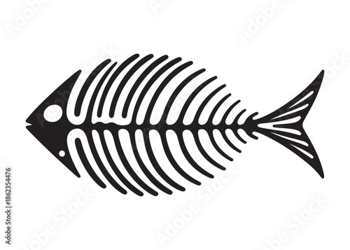 fish bone logo silhouette vector illustration, fish skeleton logo icon silhouette, fishbone silhouette swimming vector illustration, skeleton of fish vector silhouette logo design on white background