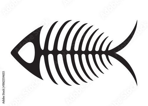 fish bone logo silhouette vector illustration, fish skeleton logo icon silhouette, fishbone silhouette swimming vector illustration, skeleton of fish vector silhouette logo design on white background