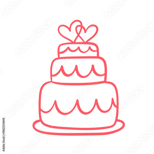 Wedding Cake Decorated Doodle Icon Logo Clip Art