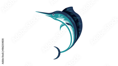 Blue Marlin Fish Illustration Isolated on White Background