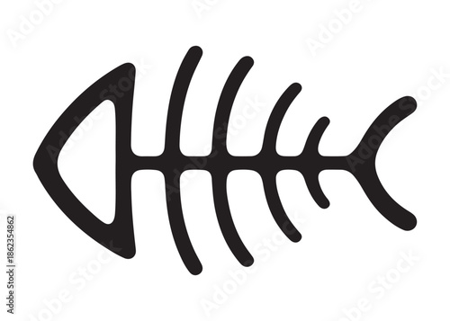 fish bone logo silhouette vector illustration, fish skeleton logo icon silhouette, fishbone silhouette swimming vector illustration, skeleton of fish vector silhouette logo design on white background