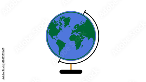 Earth Globe Map with Stand Illustration for Education and Environment