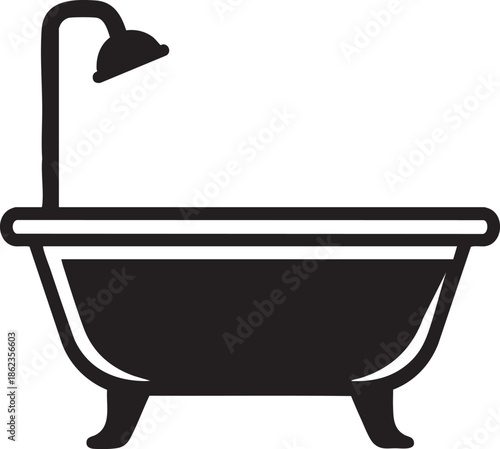 Classic standalone bathtub with shower faucet illustration