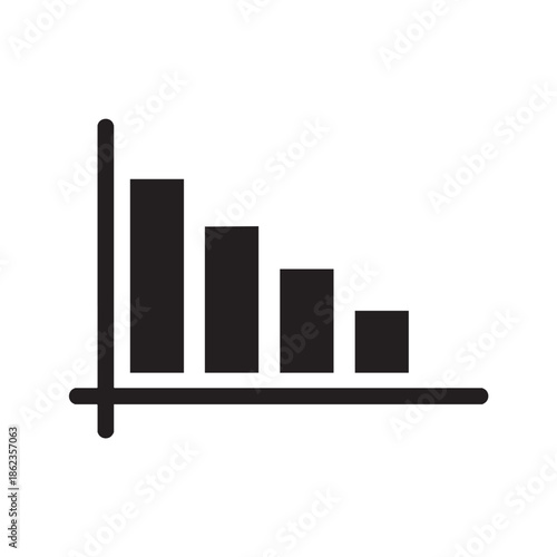 Decreasing bar chart graphic design isolated on transparent background