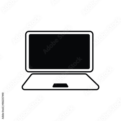 Laptop computer icon, flat outline vector illustration of notebook PC for technology and office concept"