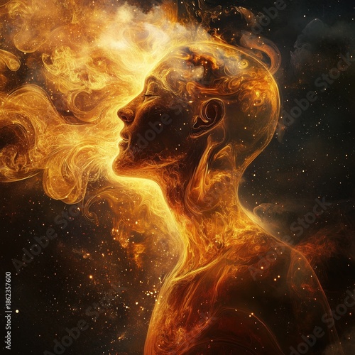 A vibrant, abstract visualization of a hero's journey during a breathwork session, conveying deep emotional release and spiritual breakthrough.