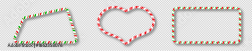 Set of Christmas candy cane frames