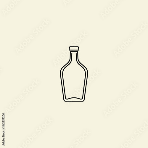 Single line bottle icon flat vector design.