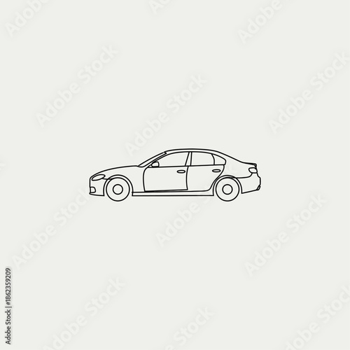 Single line car icon flat vector design.