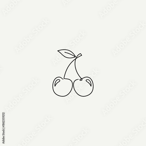 Single line cherry icon flat vector design.