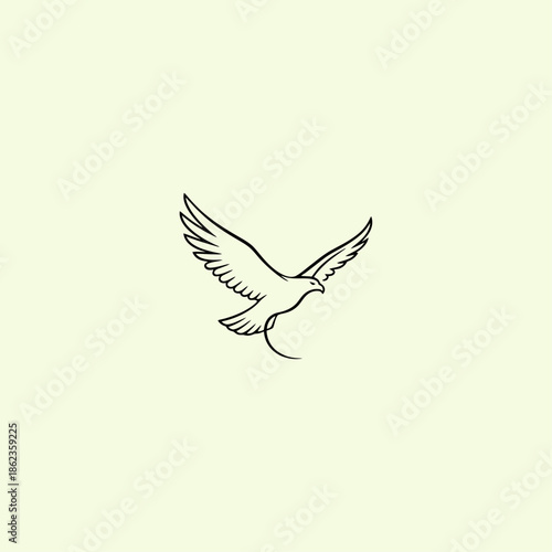 Single line eagle icon flat vector design.