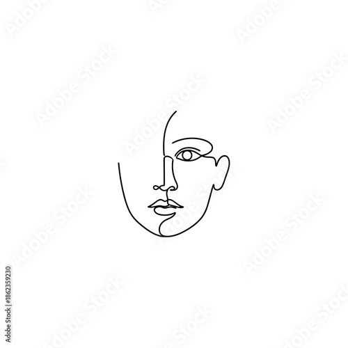 Single line human face icon flat vector design.