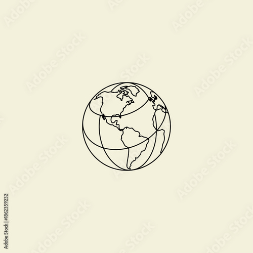 Single line globe icon flat vector design.
