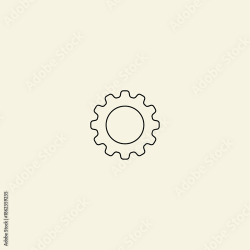 Single line gear icon flat vector design.