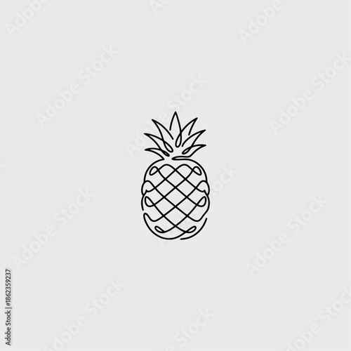 Single line pineapple icon flat vector design.