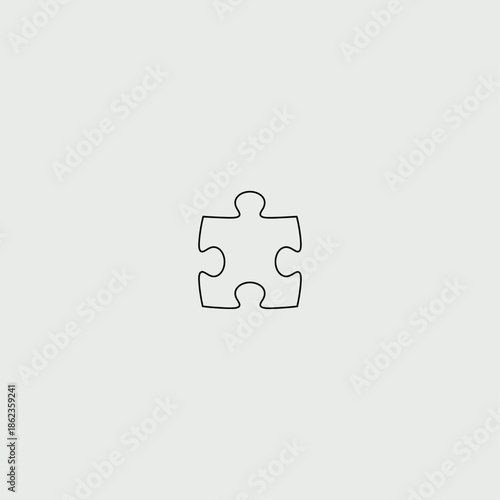 Single line puzzle piece icon flat vector design.
