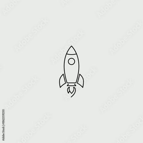 Single line rocket icon flat vector design.