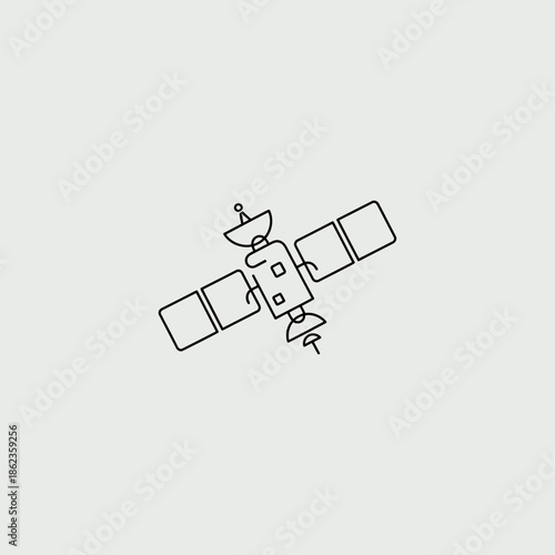 Single line satellite icon flat vector design.