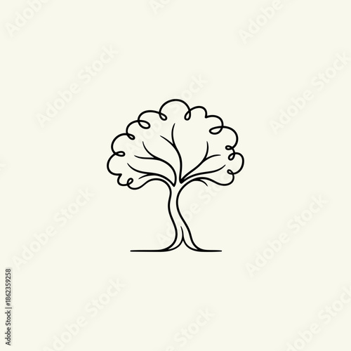 Single line tree icon flat vector design.