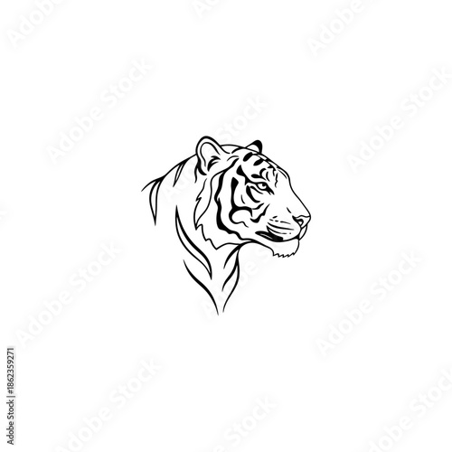 Single line tiger icon flat vector design.