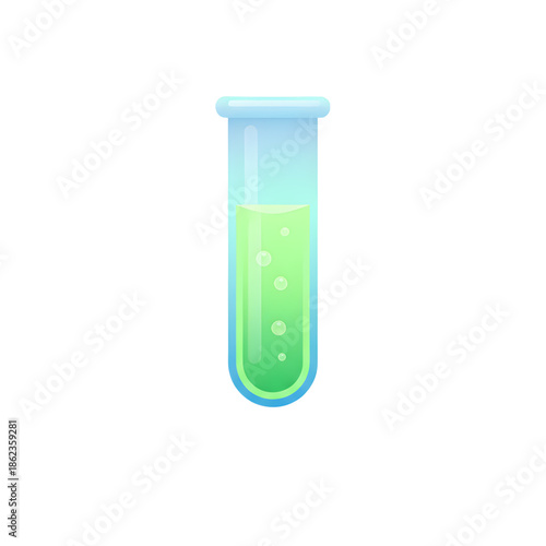 Laboratory Test Tube with Glowing Liquid, Isolated on Transparent Background