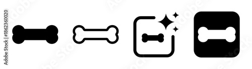 Black bone icon representing pet care, animal food, and pet services