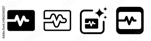 ECG heart check icon for medical heartbeat doctor black transparent PNG vector illustration