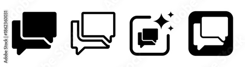 Conversation messages and speech bubbles icon for chat communication black transparent PNG vector illustration
