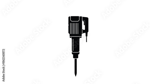 A black silhouette of a jackhammer a powerful tool used for demolition and construction