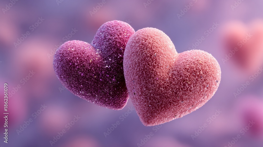 Fototapeta premium Two pink heart. Valentines Day. 