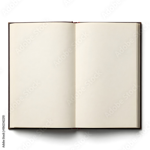 Open Blank Book Spread with Blank Pages for Education and Writing
